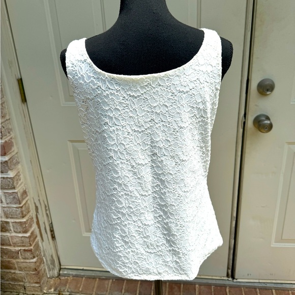 White House Black Market, Cream, Lined, Lace, Tank Top, Size Large - Picture 2 of 3